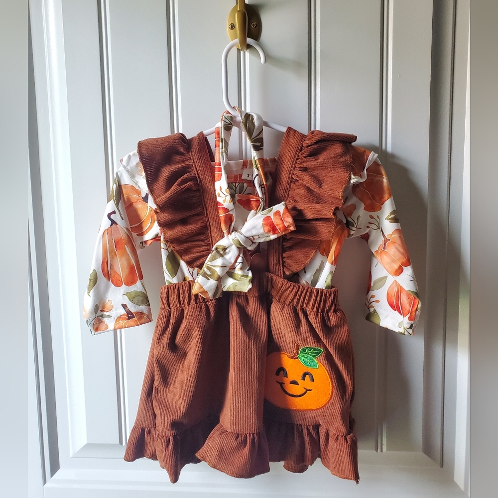 🍂🍁 Baby Girl 3-6 Month Pumpkin Outfit 🎃